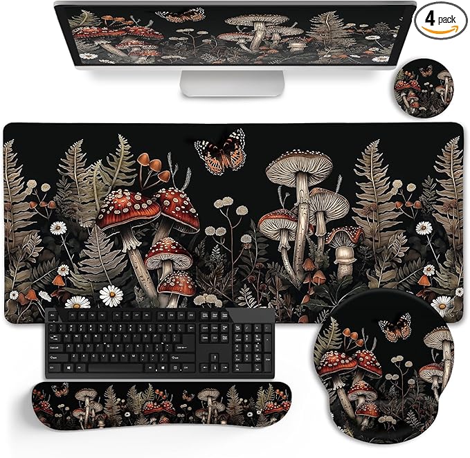 LIMKRIAN Mushroom Mouse Pad Set Large Desk Matt by LIMKRIAN
