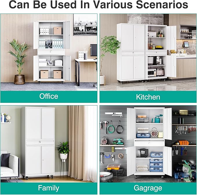SISESOL White Metal Storage Cabinet - Image 4
