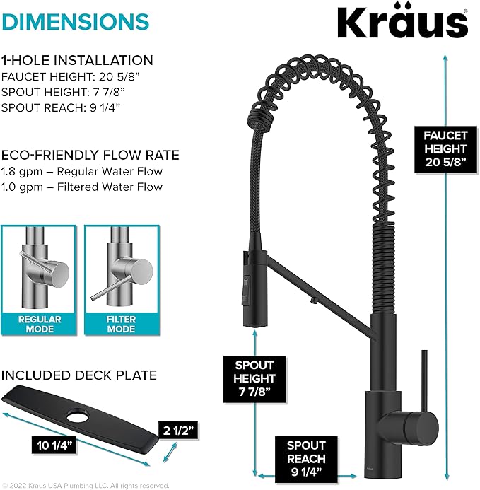 KRAUS Oletto 2-in-1 Commercial Style Pull-Down Single Handle Water Filter - Image 6
