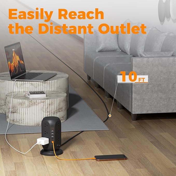 Black Surge Protector Power Strip - Image 5