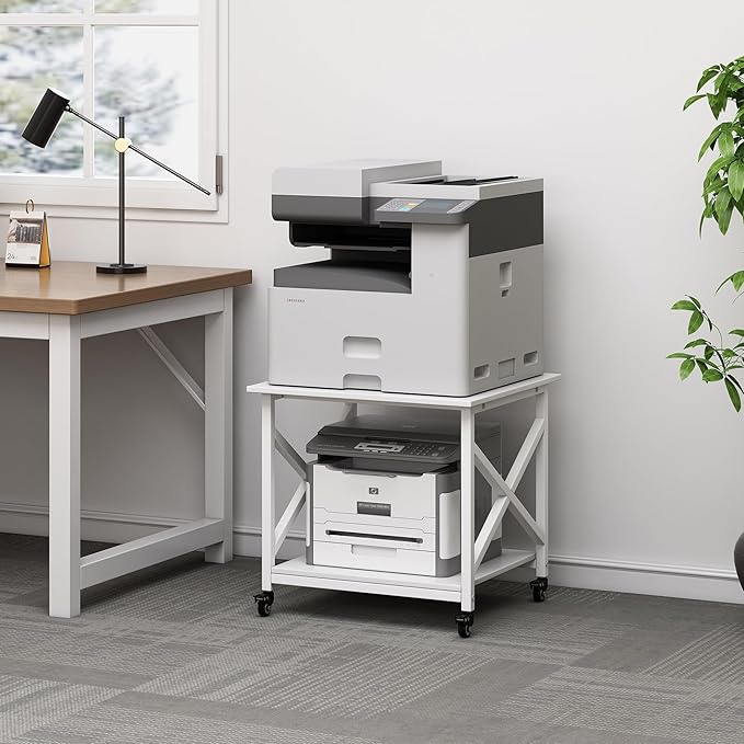 Fannova 23.6 x 23.6 Inches Large Printer Stand, 2 Tier Square Printer Table - Image 3
