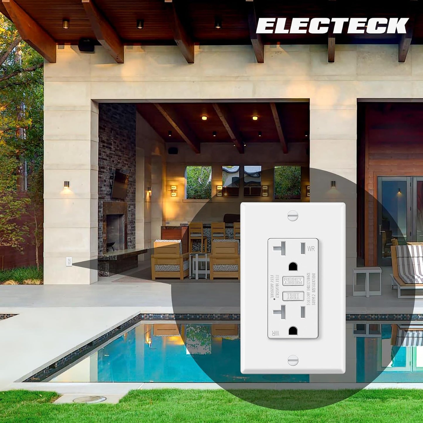 ELECTECK 10 Pack GFCI Outlets 20 Amp, Weather Resistant GFI, ETL Listed | Ultra Slim Design, Outdoor 20A GFI Receptacle With LED Indicator, Ground Fault Circuit Interrupter, Wallplate Included, White