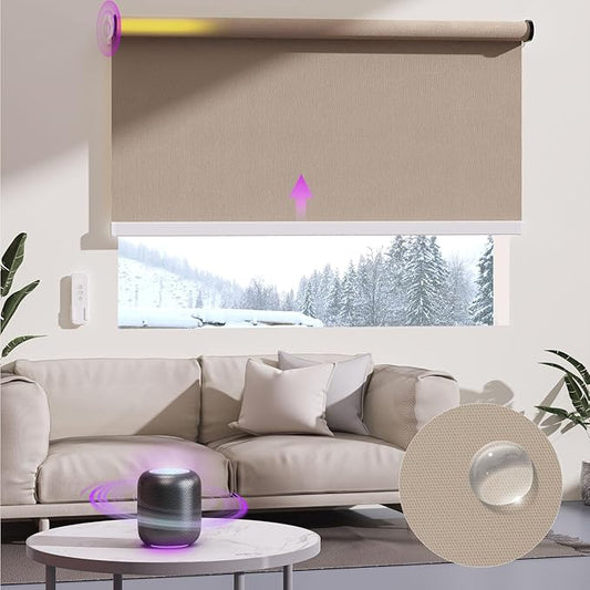 Astomi Motorized Roller Shades for Windows, Effortless Remote & Voice Control by Astomi