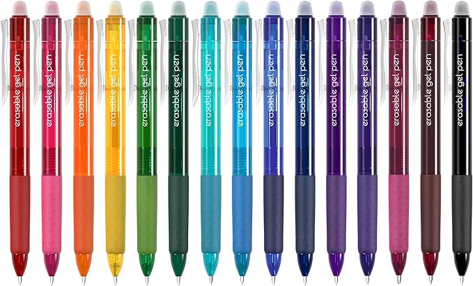Vanstek 15 Colors Retractable Erasable Gel Pens Clicker, Fine Point, Make by Vanstek