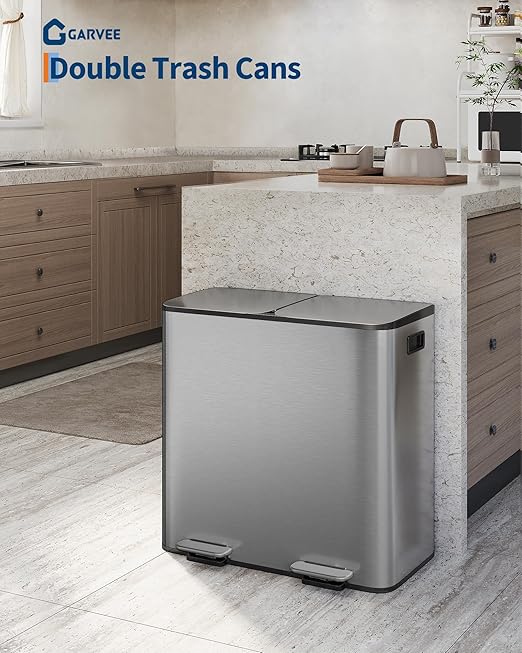 Garvee Trash Can, 2 x 10.6 gal Garbage Can - Image 2