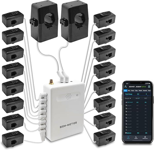 Smart Home Energy Monitor with 16 50A Circuit Level Sensors, Measure Power by Fusion+Energy