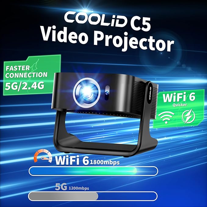 1080P HD Mini Projector Dual Band WiFi6 5G and BT 5.4 Auto Focus & Obstacle - Image 7