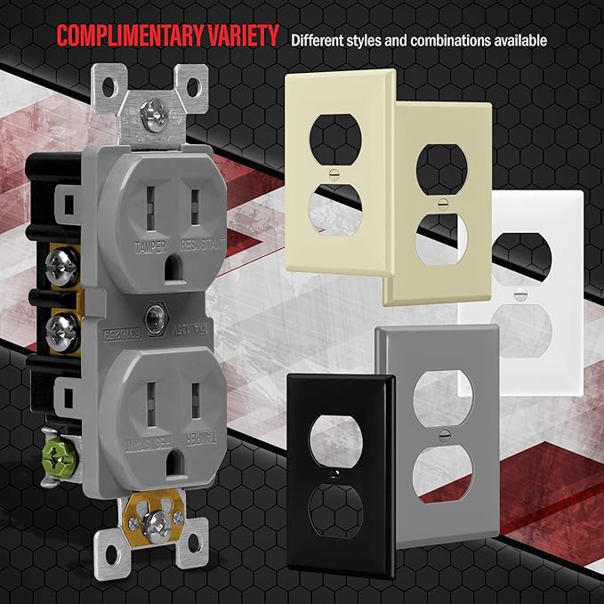 ENERLITES Duplex Wall Plates Kit, Home Electrical Outlet Cover, 1-Gang Standard - Image 5