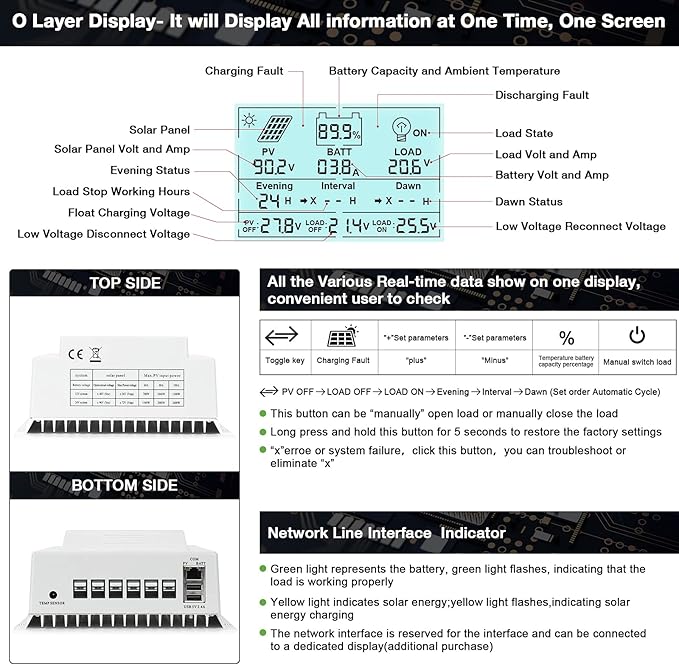 OOYCYOO MPPT Charge Controller 80 amp 12V/24V Auto, 80A Solar Panel Charge - Image 2
