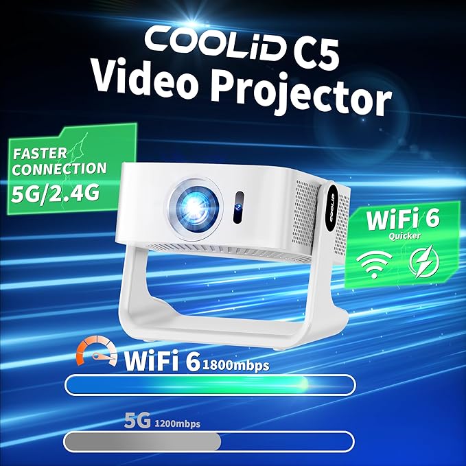 1080P HD Mini Projector Dual Band WiFi6 5G and BT 5.4 Auto Focus & Obstacle - Image 7