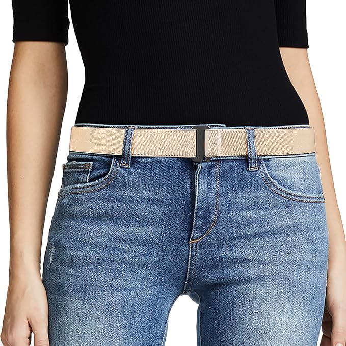 JASGOOD Women No Show Stretch Belt Elastic Web Strap Belt by JASGOOD