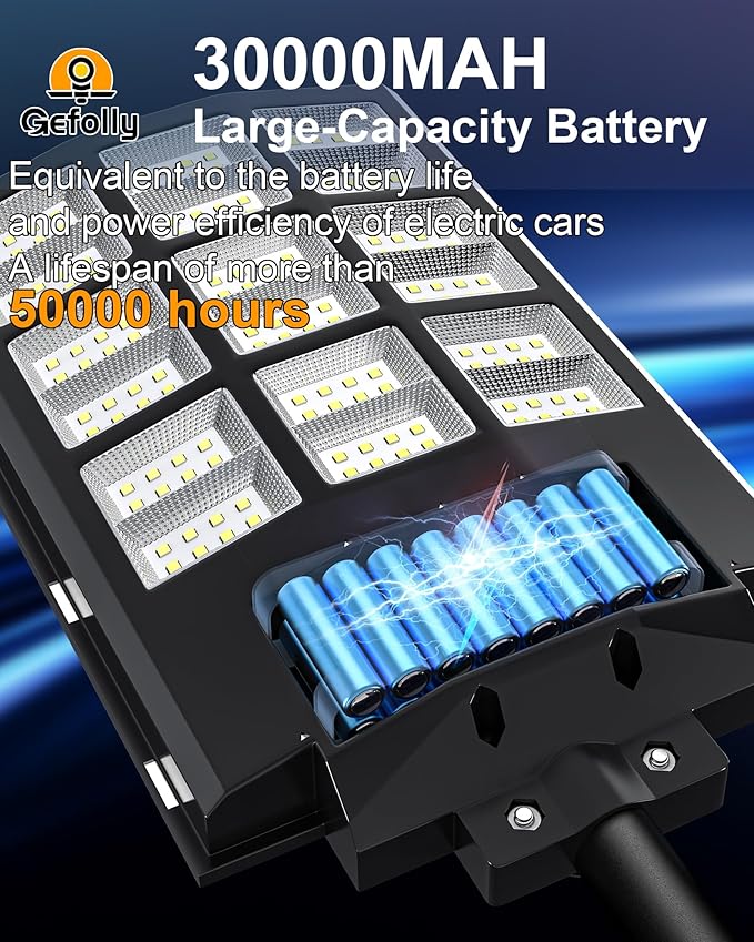Gefolly SL-4600W Solar Street Light Outdoor 460000LM Wide Angle Commercial - Image 4