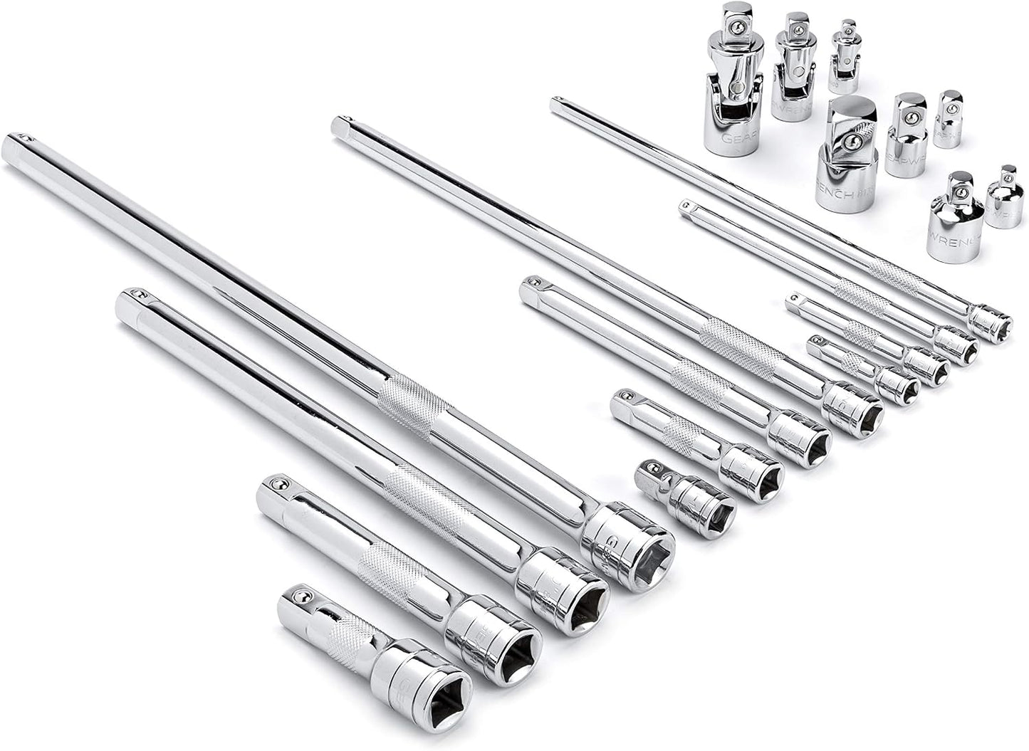 GEARWRENCH 20 Piece 1/4", 3/8", 1/2" Drive Extension, Universal Joint and Adapter Set - 81315A-07