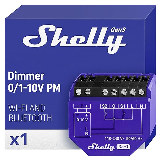 Shelly Dimmer 0/1-10V PM Gen3 | WiFi Smart Dimming by Shelly