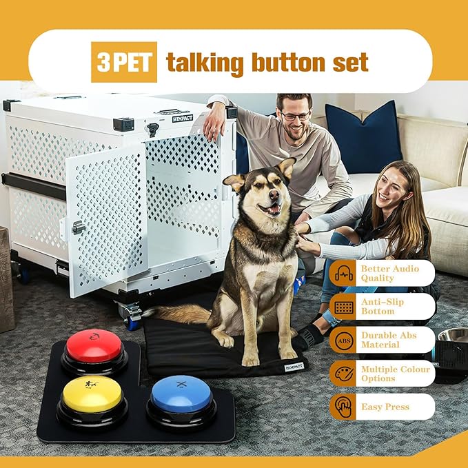 Dog Buttons for Communication Starter Pack 3 Dog Talking Button Set, 30s Voice - Image 3