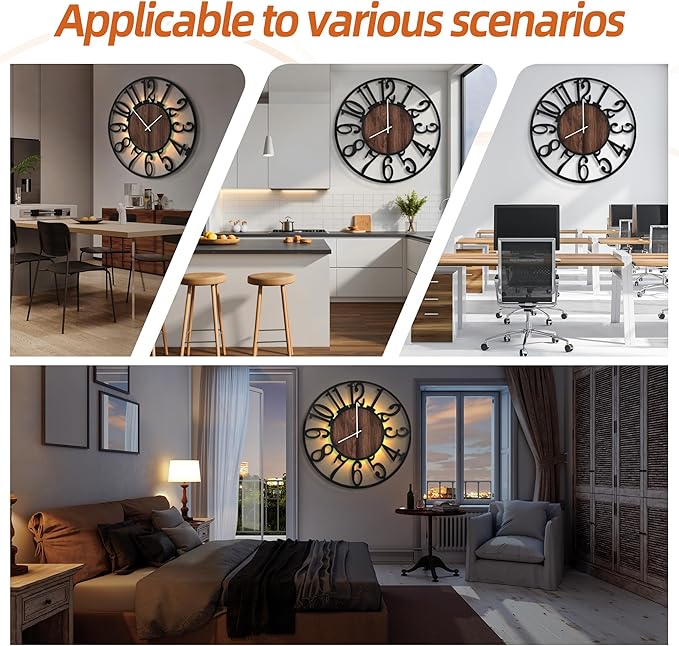 LEIKE Large Wall Clocks with Night Light Battery Operated, Silent Non Ticking - Image 6