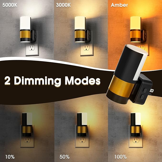 Briignite Night Lights Plug into Wall, 2 Pack Dimmable 3CCT Night Light - Image 2