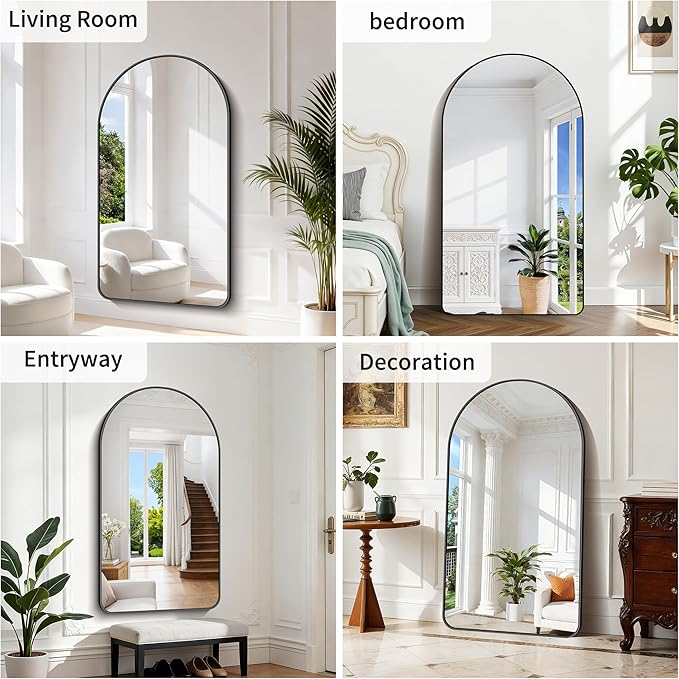 GLASHOM Arched Bathroom Mirror, Wall Mounted Mirror, Living Room, Vertically - Image 3
