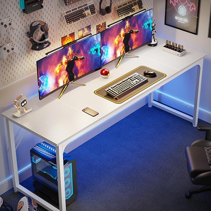 Huuger Computer Desk, 70 Inch Office Desk, Gaming Desk - Image 4