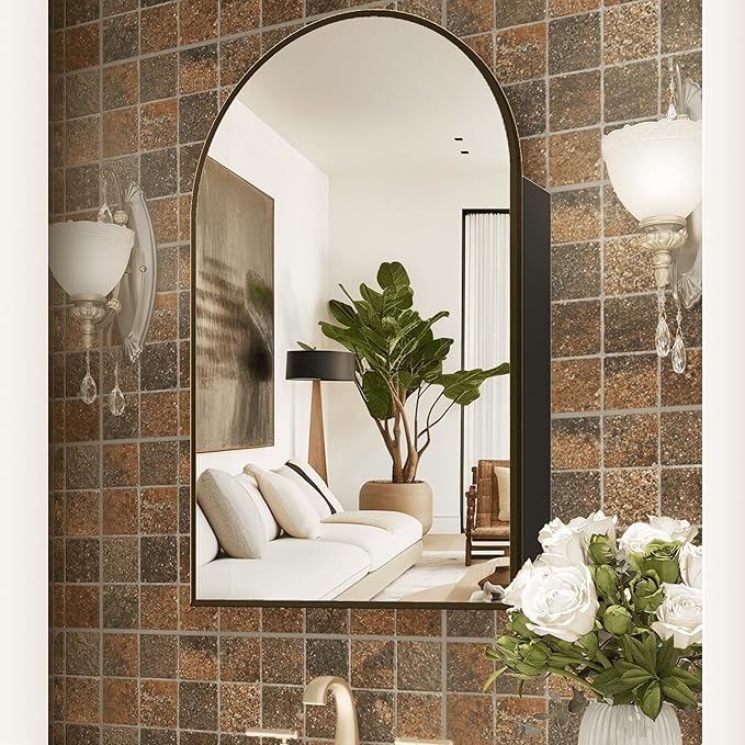 Bathroom Medicine Cabinet with Mirror, Arched Medicine Cabinet Wall Mounted - Image 9