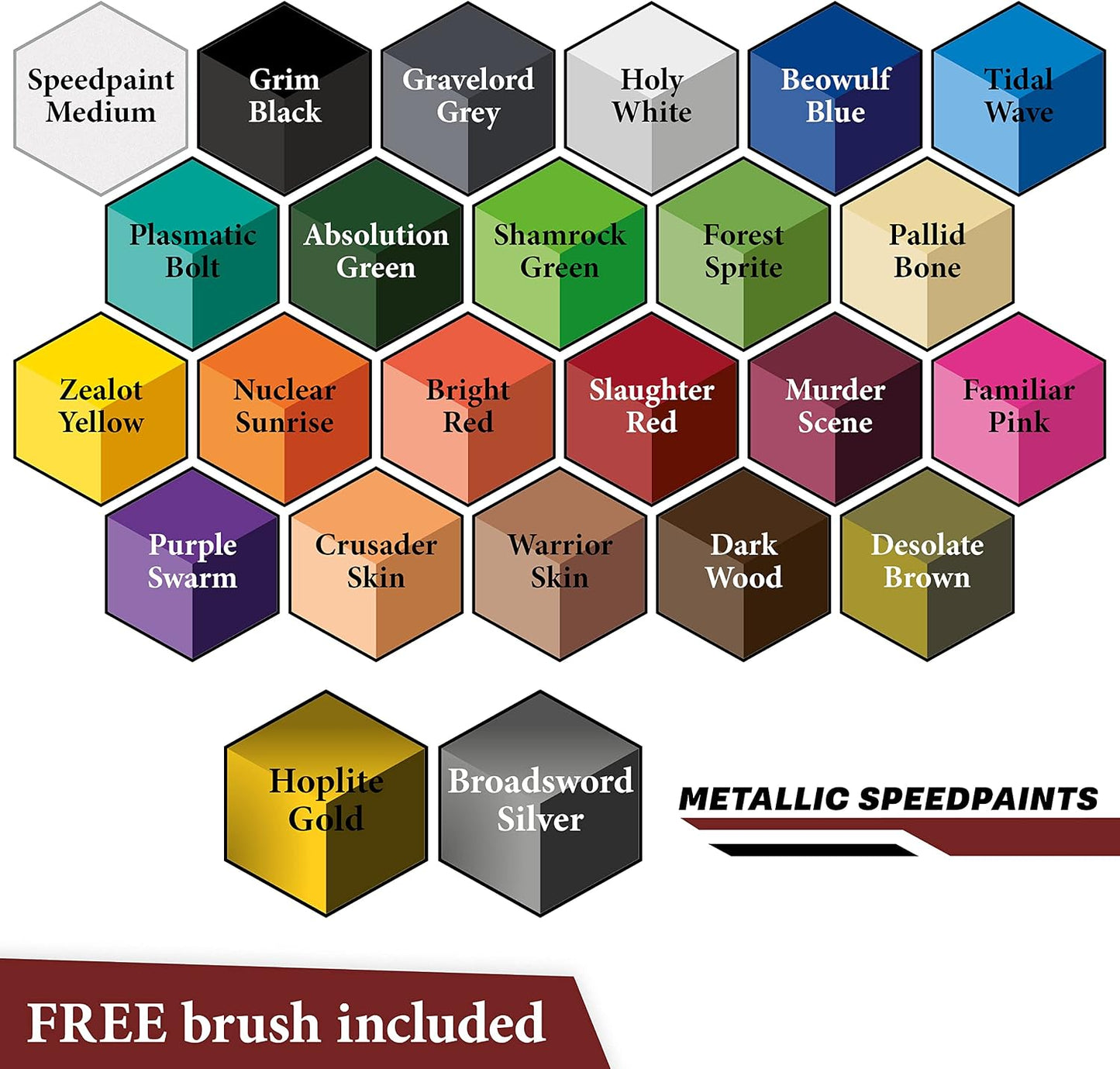 The Army Painter, Speedpaint Most Wanted Set 2.0, 24 x 18 ml | Contrast Paint Set incl. 2 metallics, 1 medium & 1 Free Brush for Miniature Model Painting, DnD & Warhammer Figures