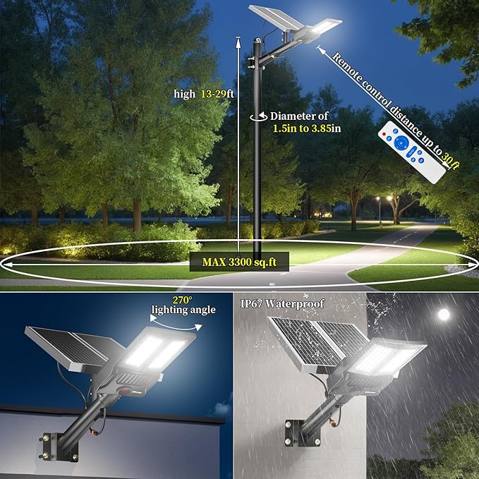Ofuray Of-7000W Solar Street Lights Outdoor, 500000lm Solar Security Flood - Image 3