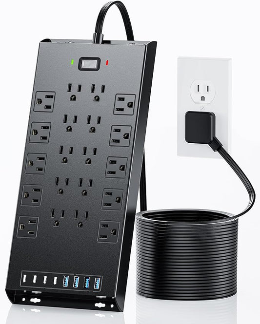 Surge Protector Power Strip 4800J, LeZone 10Ft Long Extension Cord Flat Plug by Unknown