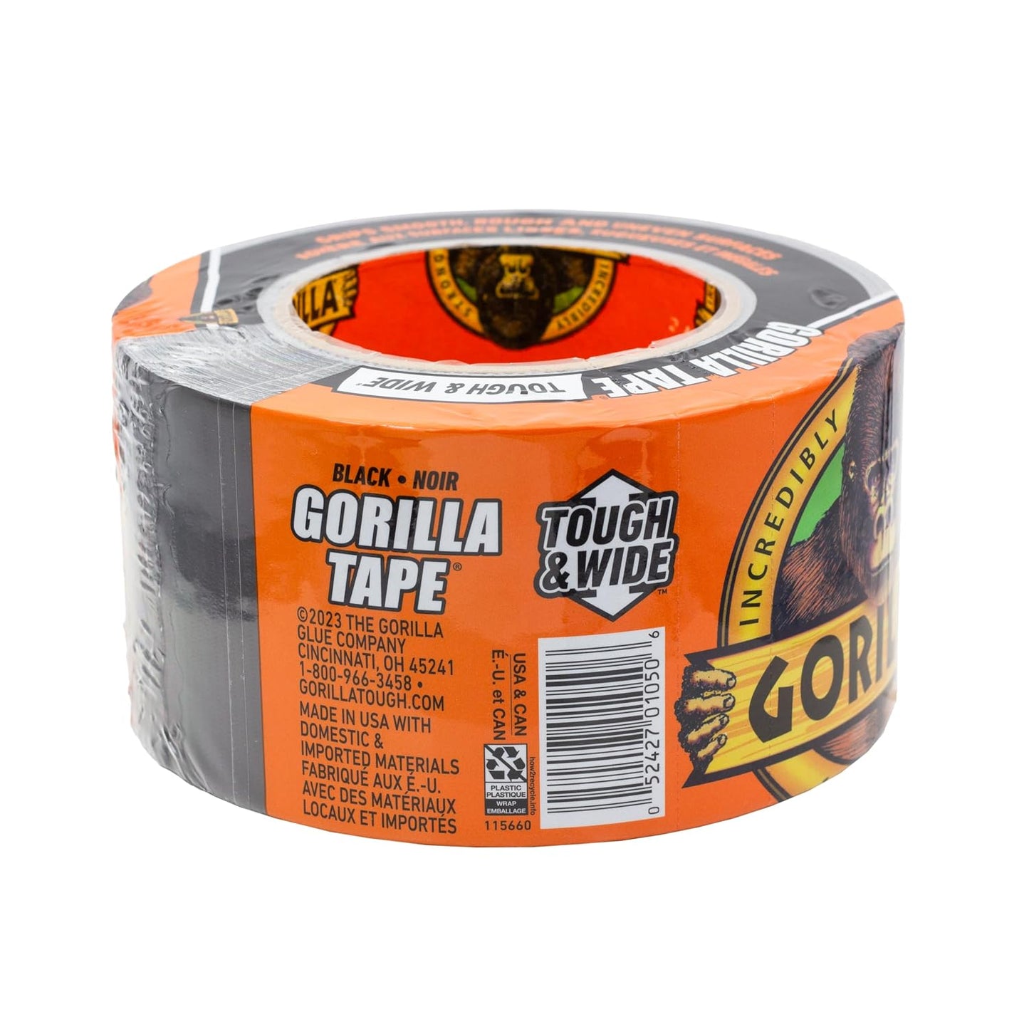 Gorilla Tape Tough & Wide,Black Tape,2.88" x 25 yd - Heavy Duty and Weather Resistant for Indoor or Outdoor,(Pack of 4)