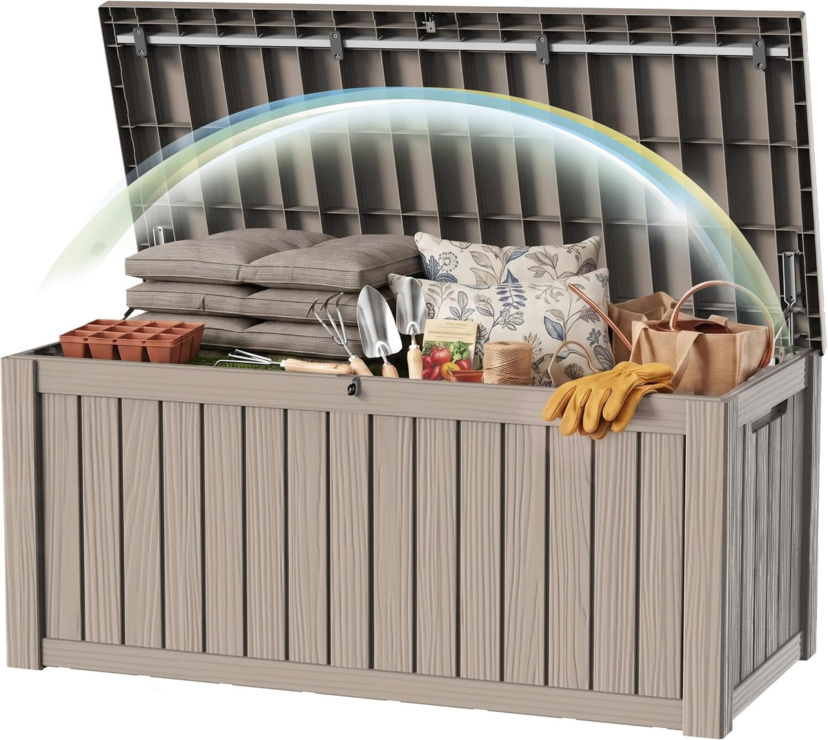 200gal lockable waterproof deck box, sturdy bench for, main product view