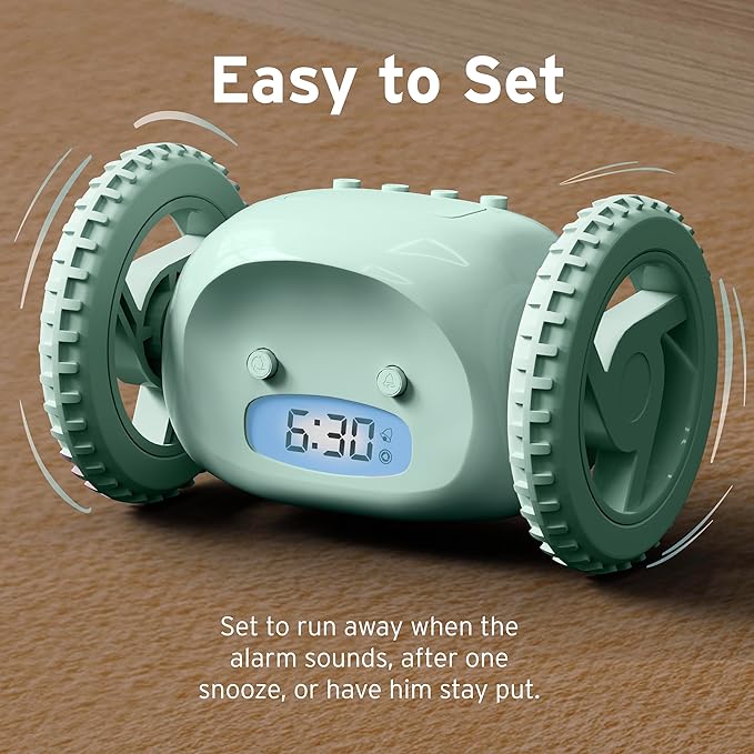 CLOCKY Extra Loud Alarm Clock for Heavy Sleepers on Wheels Rolls Runs Away - Image 4