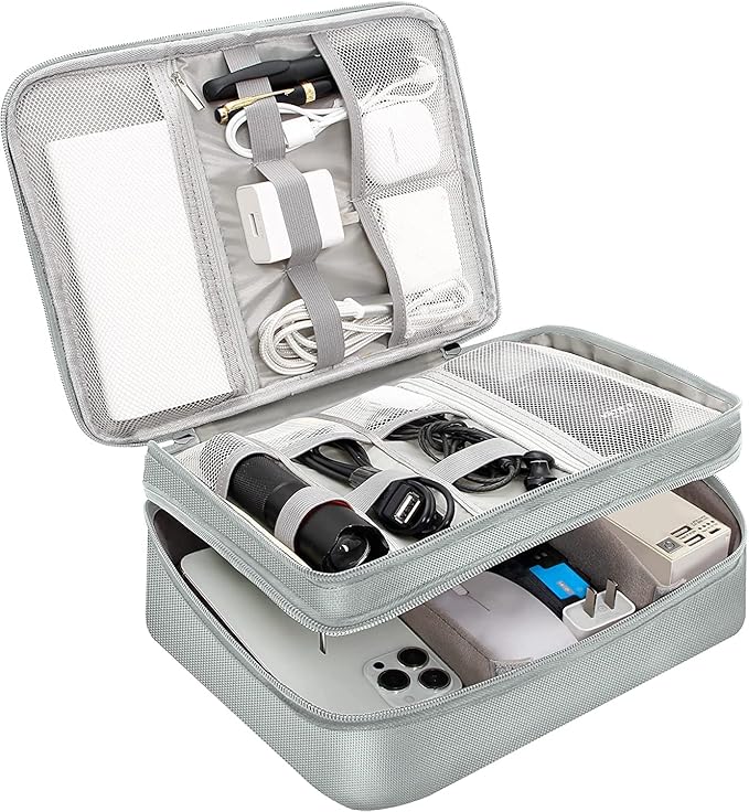 Electronics Travel Organizer, Double Layer Cable Organizer Bag Waterproof - Image 8
