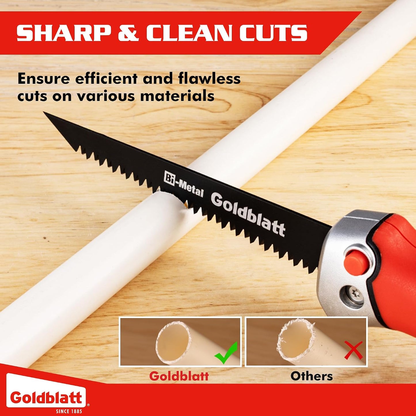 Goldblatt Folding Drywall Saw, 5-Inch Jab Saw for Wallboard, Plywood & PVC | Foldable 5-Inch Blade, Bi-Metal Blade, 8 TPI Triple-Ground Teeth, Faster Cutting, Sharp & Clean Cuts, Soft Grip Handle