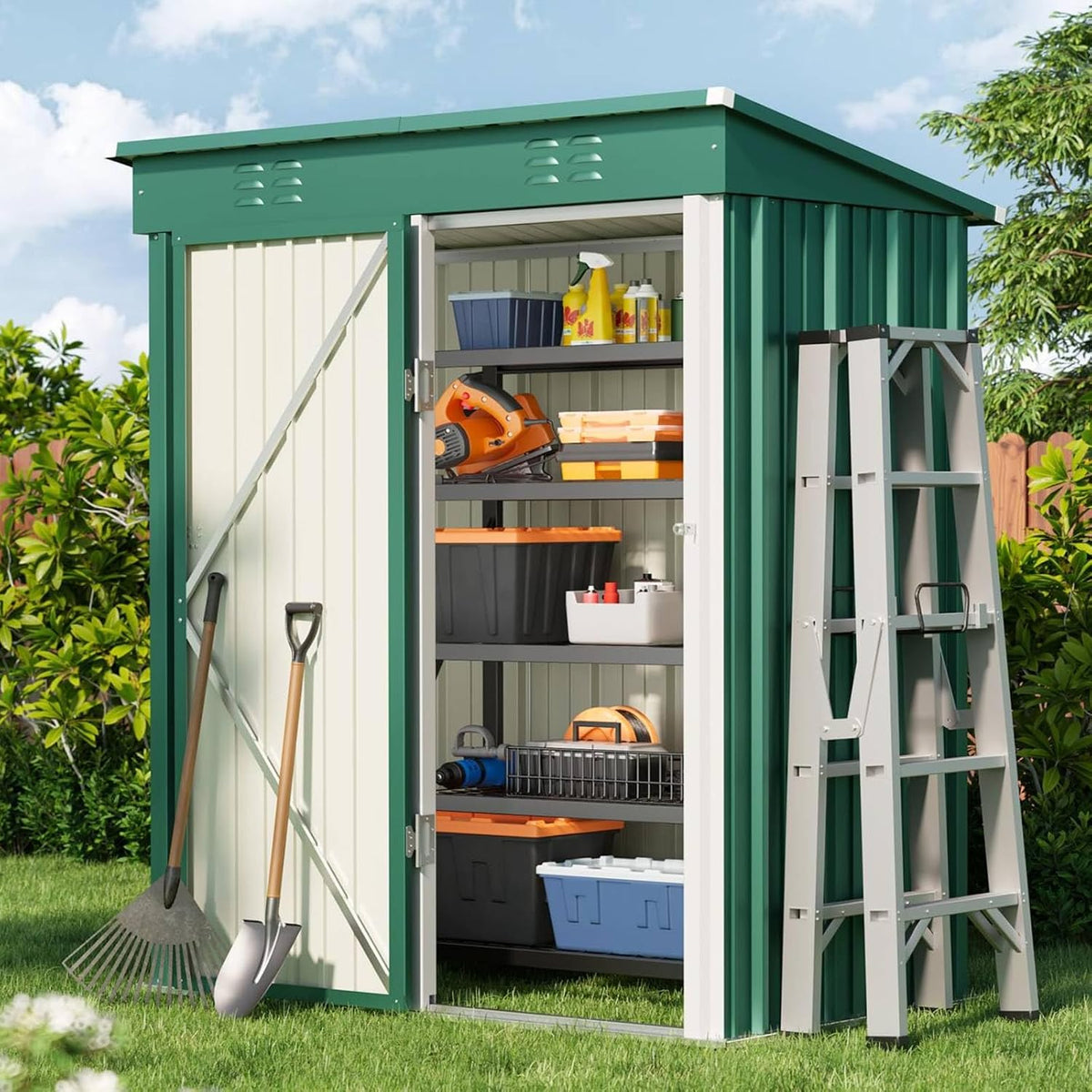 bealife 5' x 3' outdoor storage shed, metal, main product view