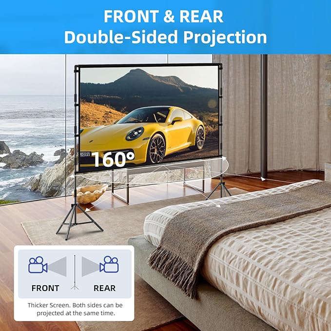 TOWOND Projector Screen with Stand, 84 inch Outdoor Projector Screen Portable - Image 8