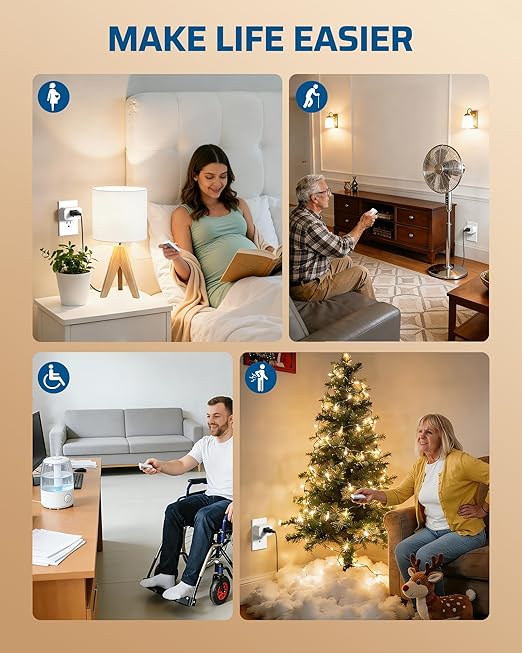 DEWENWILS Remote Control Outlet, Wall Mounted Wireless Light Switch, 2 - Image 8