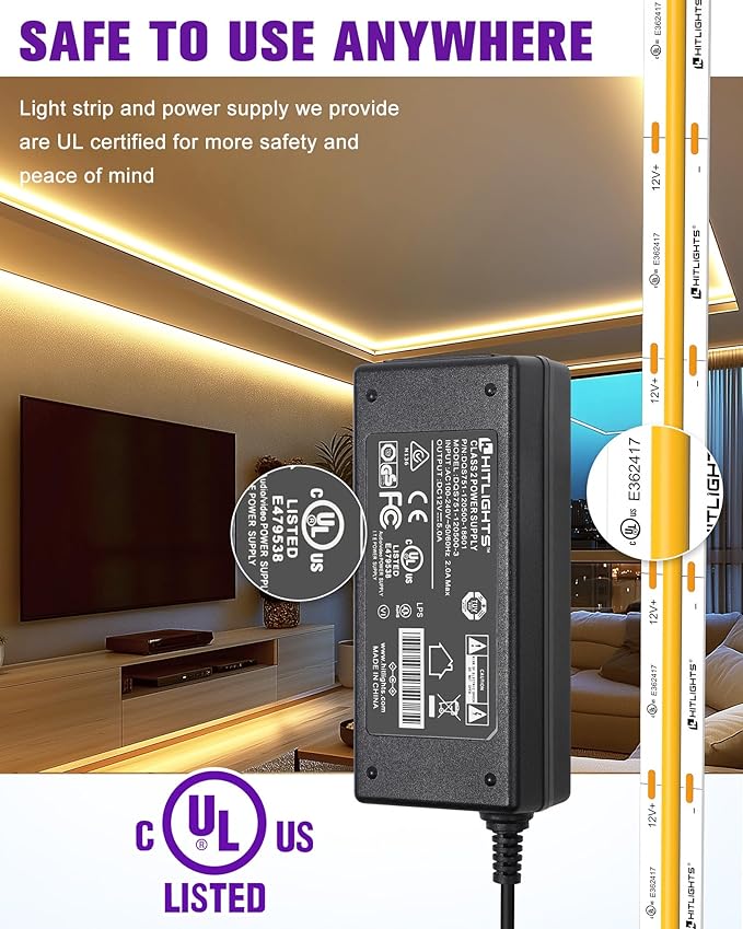HitLights COB LED Strip Lights Kit Warm White 3000K, Dimmable Tape Light - Image 4