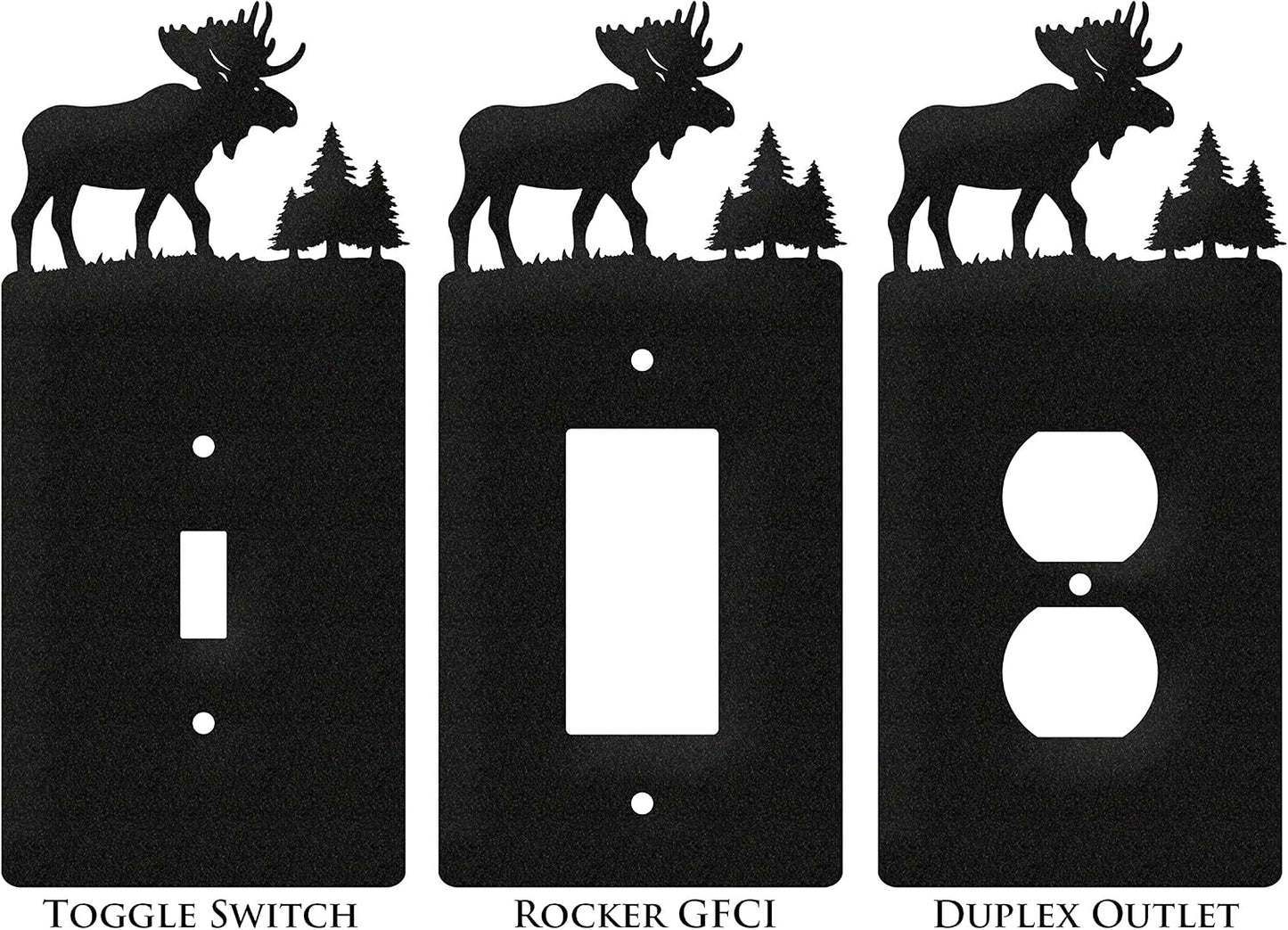 Moose Wall Plate Cover (Single Outlet, Black)