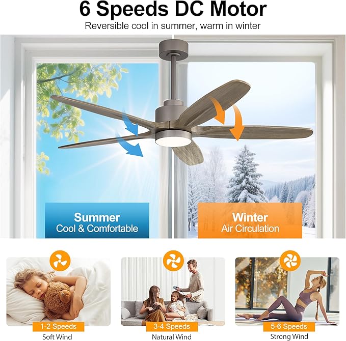 WINGBO 54" Ceiling Fan with Light - Image 6