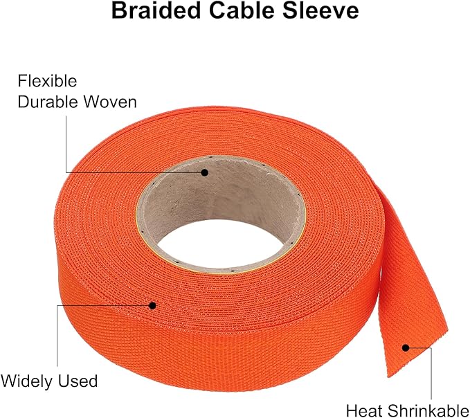 MECCANIXITY Braided Cable Sleeves Heat Shrinkable Fabric Sleeving, 7/8" 33ft - Image 4