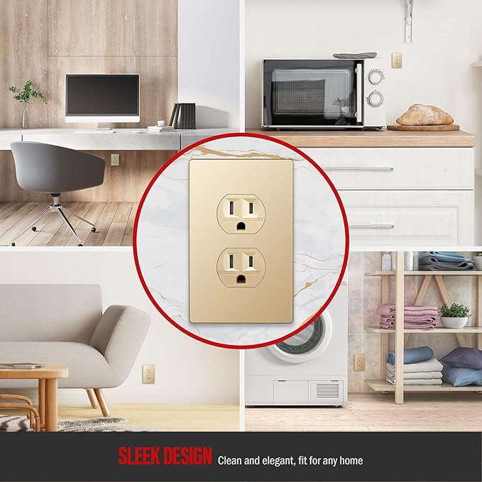 ENERLITES Elite Series Duplex Outlet Receptacle Cover, Screwless Wall Plate - Image 7
