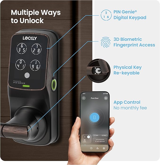 Lockly Secure Pro Smart Lock Wi-Fi, Keyless Entry Digital Keypad Door Lock - Image 2