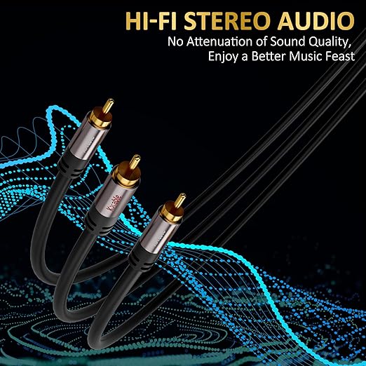 Kxable RCA Y-Adapter Splitter Cable 100 Feet, 1 RCA Male to 2 RCA Male Stereo - Image 4