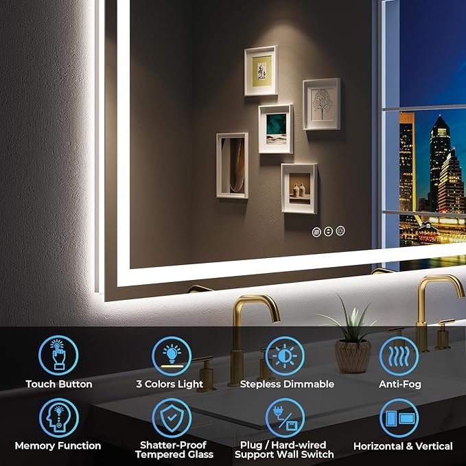 YEELAIT 60x36 Inch LED Bathroom Mirror - Image 2