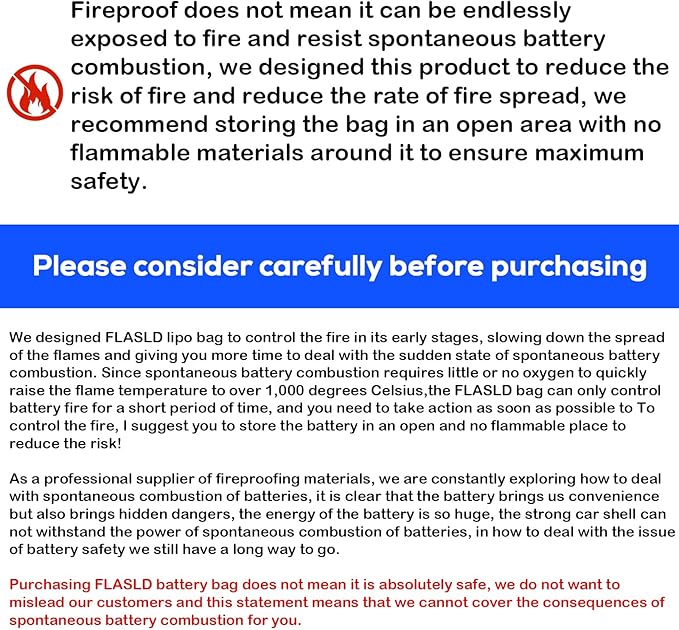 FLASLD 2-Pack E-Bike Battery Bag Fireproof Safe Charging Bag Explosionproof - Image 7