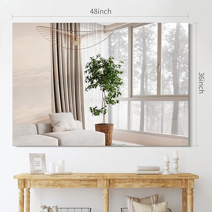 CILIBER Frameless Rectangle Mirror, 36x48 Inch Large Bathroom Mirrors - Image 9