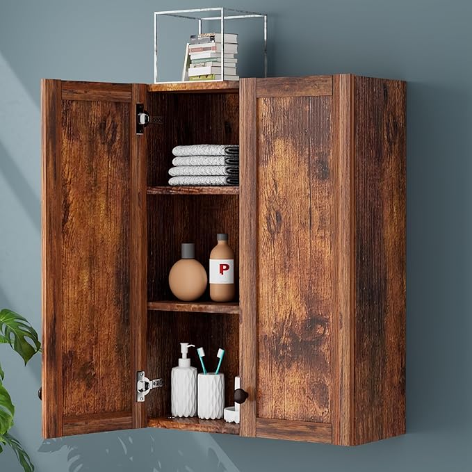 Bathroom Wall Cabinet Over Toilet Storage Cabinet 20x28 inch Brown Medicine by BYAOLVCY