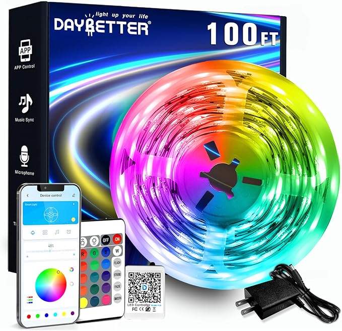 DAYBETTER LED Strip Lights 100ft RGB Lights Strip by DAYBETTER