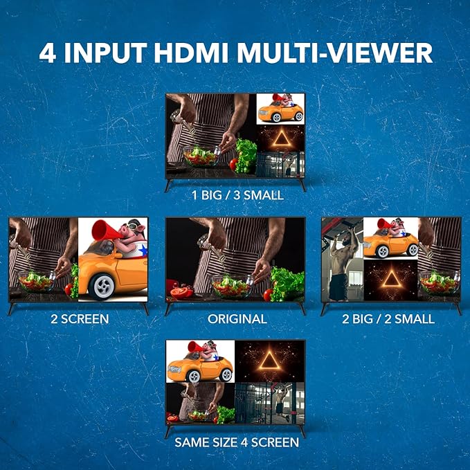 Quad Multi Viewer 4 in 1 Out by OREI HDMI Switcher 4 Ports Seamless Switcher - Image 5
