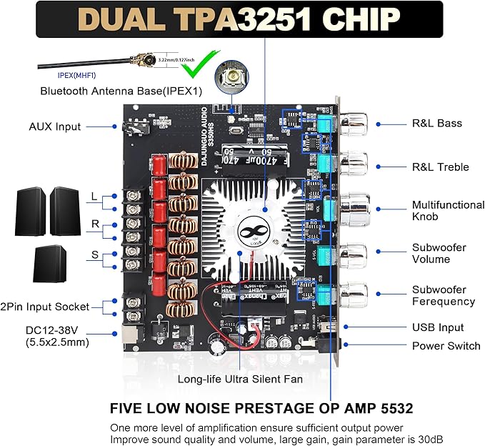 S350HS TPA3251 Bluetooth Power Amplifier Board - Image 2