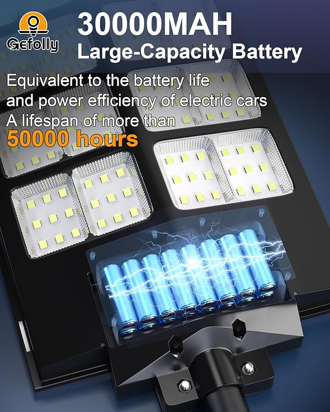 Gefolly SL-3800W Solar Street Light Outdoor 380000LM Wide Angle Commercial - Image 4